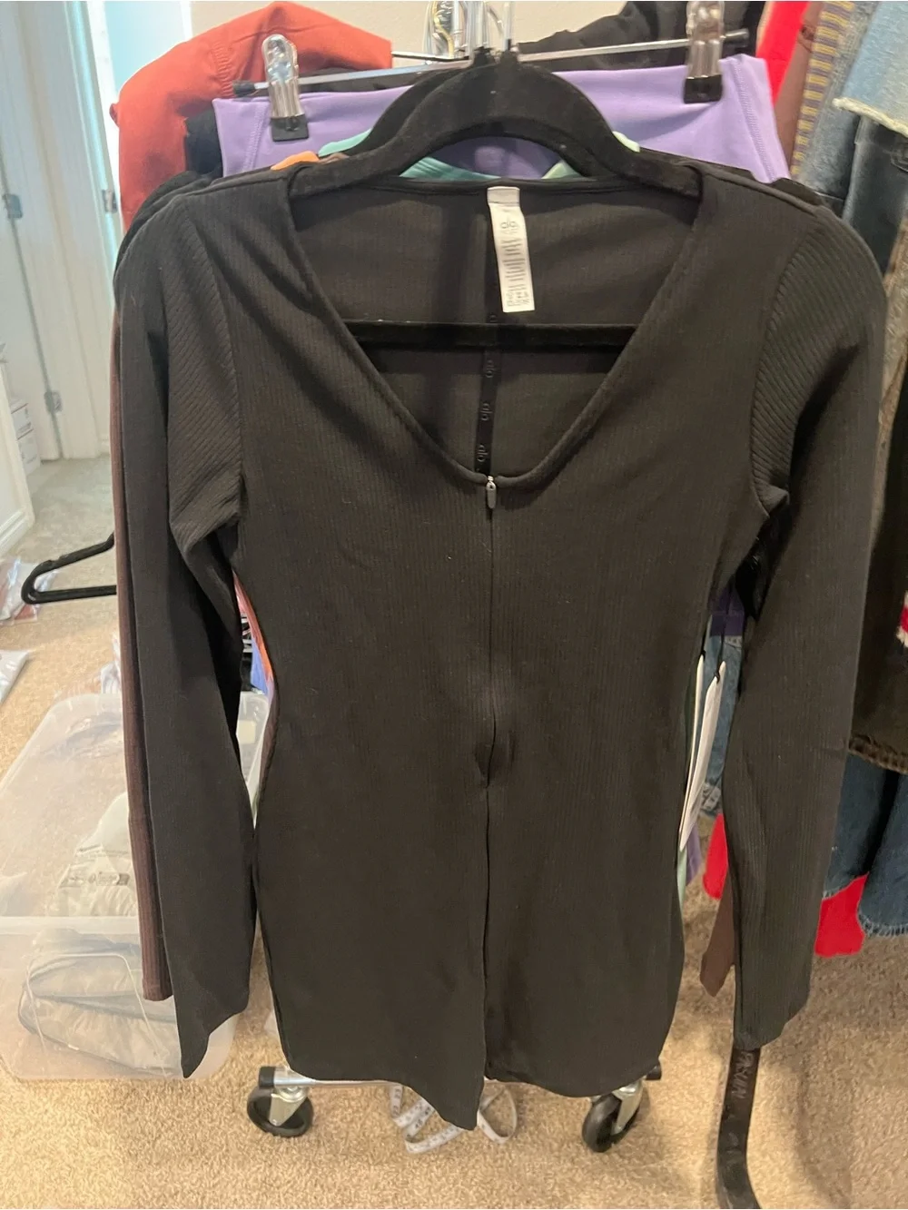 ALO YOGA Keep It Sleek Ribbed Onesie, Brown OR Black NWT