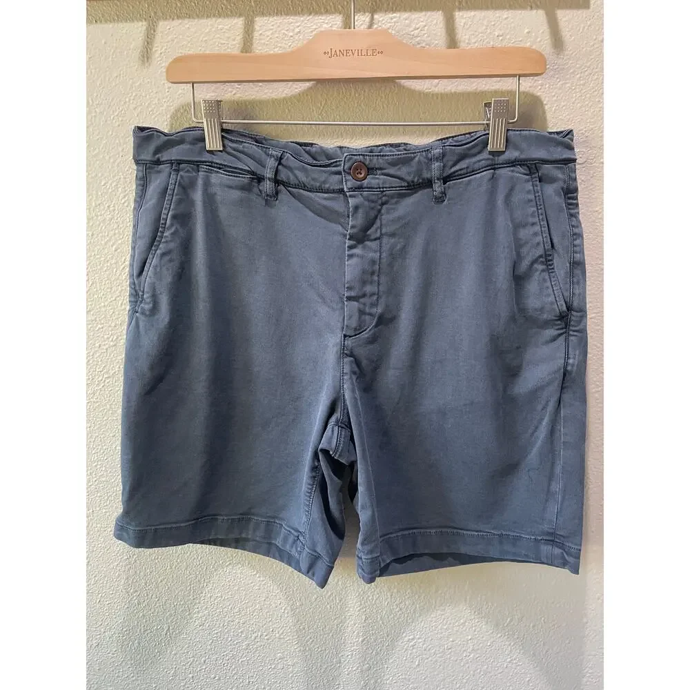 Faherty Mens Coastline Chino Shorts Stretch Blue 8 inch Inseam Size 35