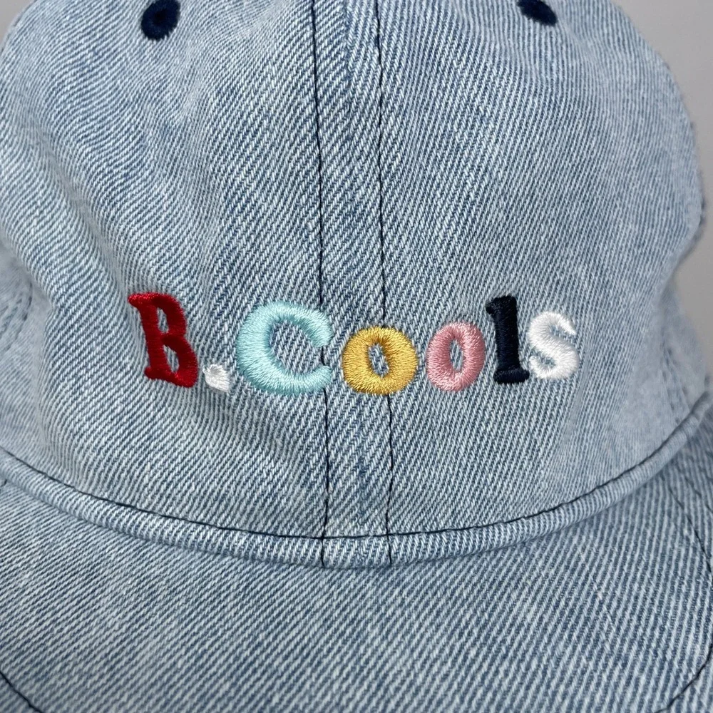 Barney Cools Men Denim Snapback Hat Light Blue Multi Color Logo Surf Skate New