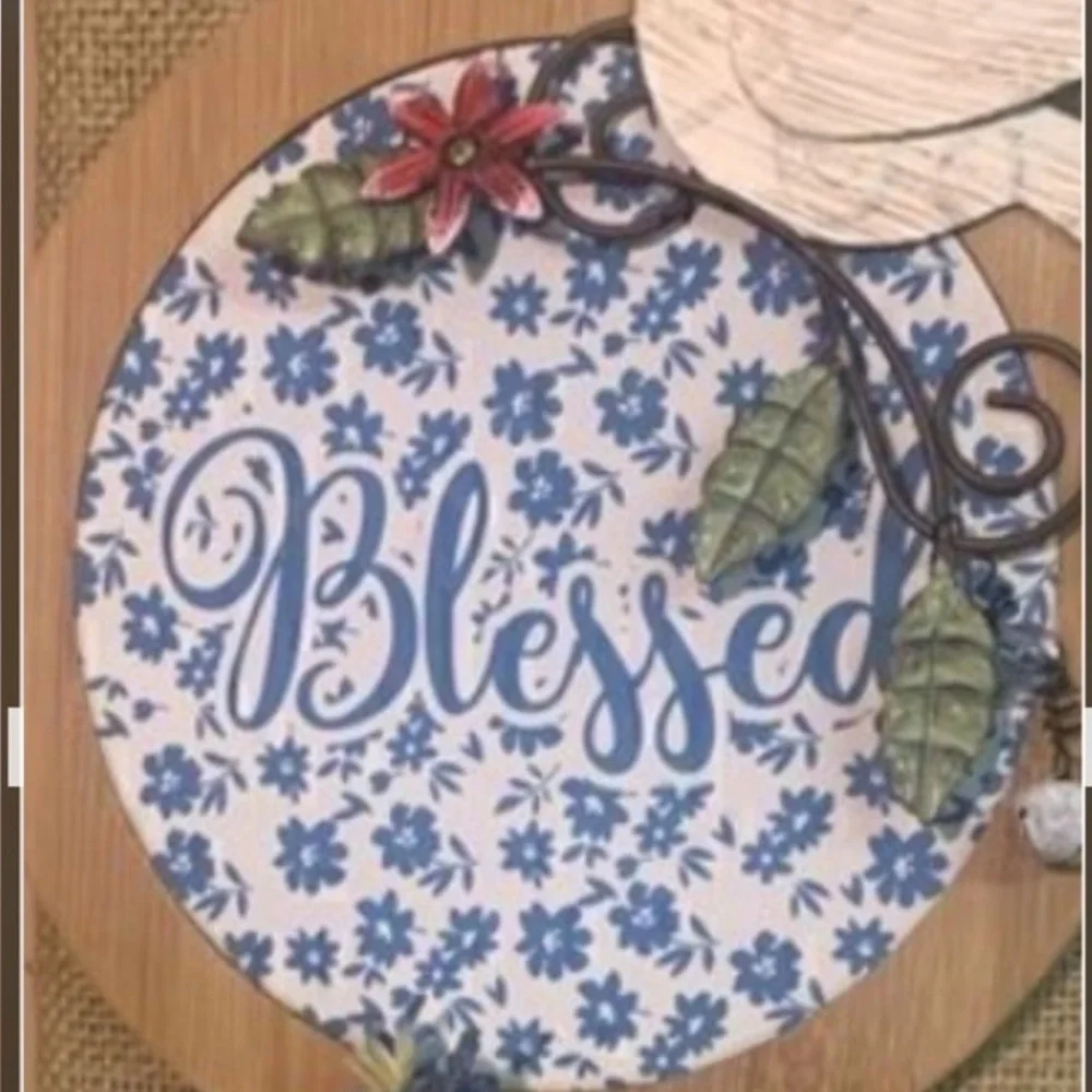 Floral 'Farmhouse Blessed' Wreath Cottage-core Handcrafted Custom Final Sale