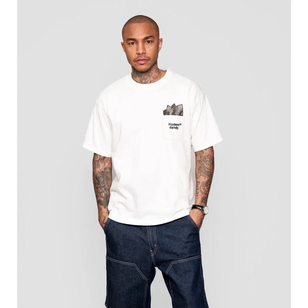 Modern Dandy Collection Handkerchief Graphic Tee T-Shirt White Size XXL