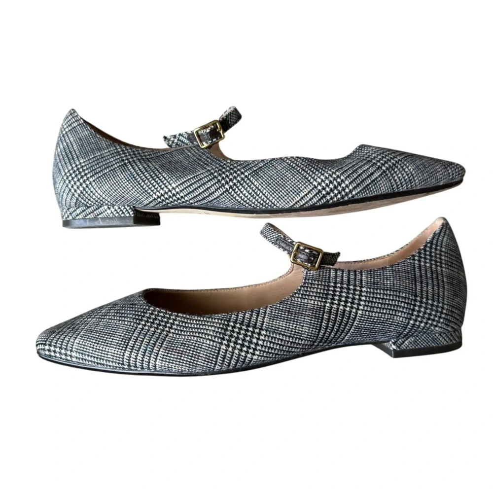 Cole Haan - Bridge Mary Jane Ballet Flats Gray Plaid Sz 8