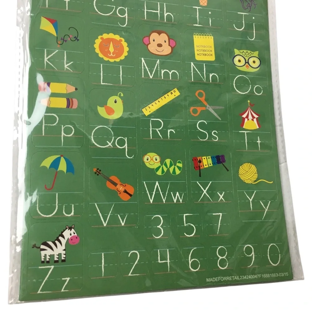 Alphabet Number Stickers 10 Sheets 360 Total Chalkboard Classroom Homeschool NEW