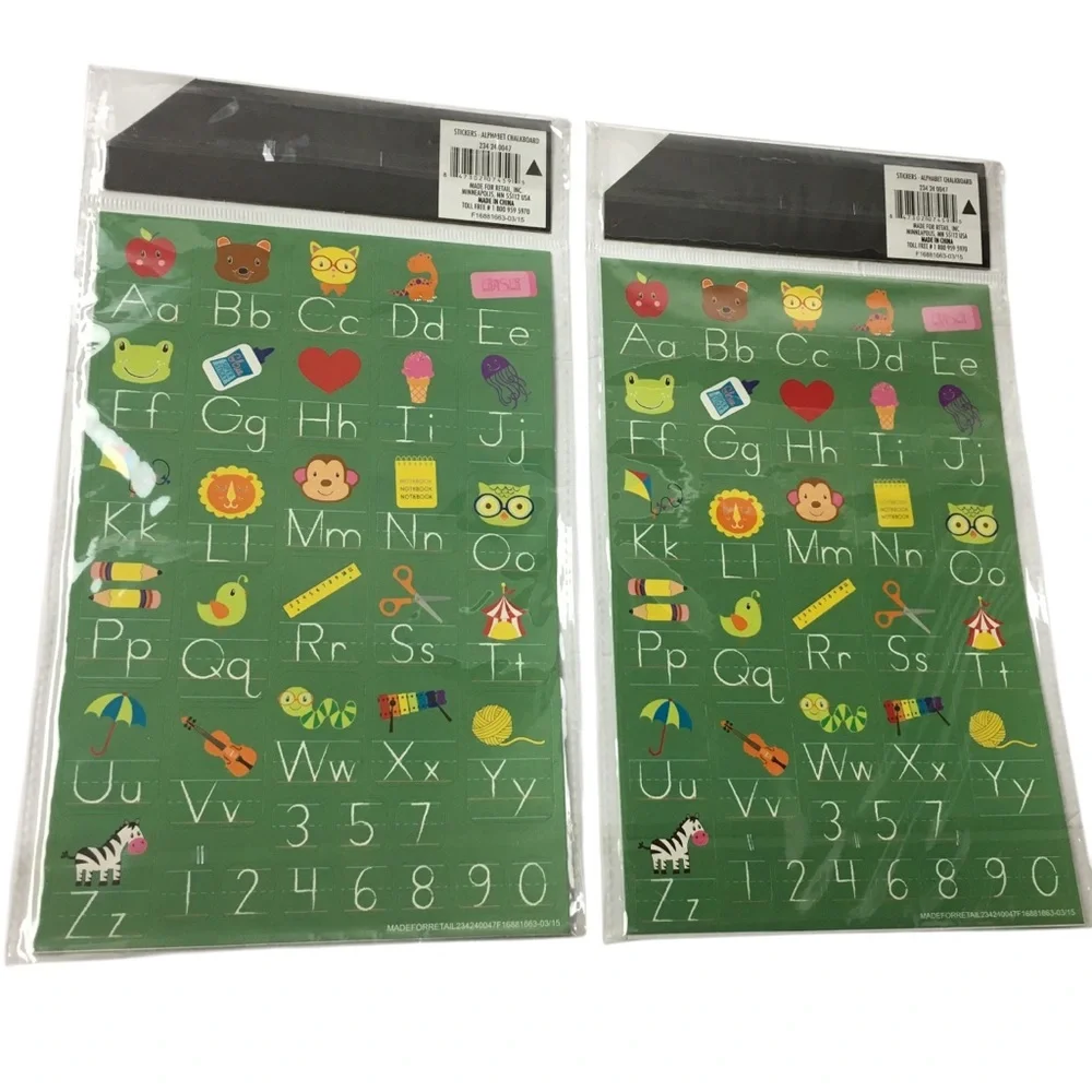 Alphabet Number Stickers 10 Sheets 360 Total Chalkboard Classroom Homeschool NEW