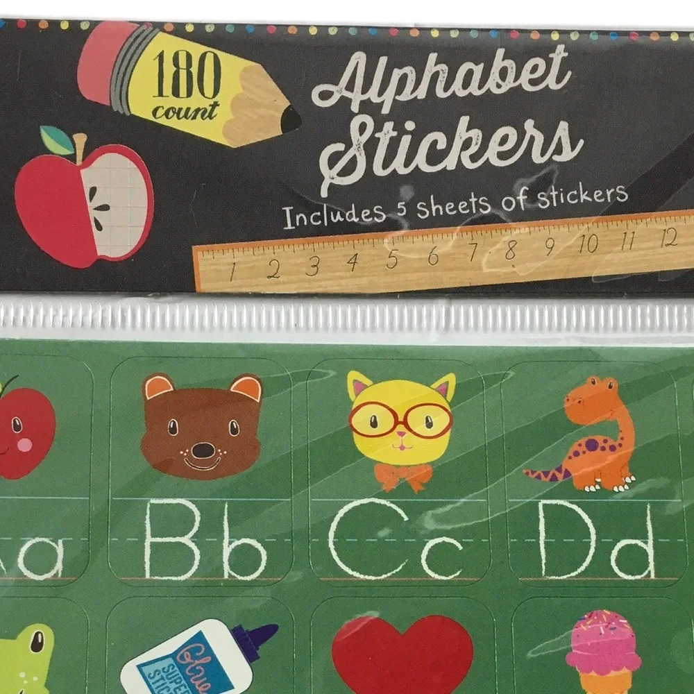 Alphabet Number Stickers 10 Sheets 360 Total Chalkboard Classroom Homeschool NEW