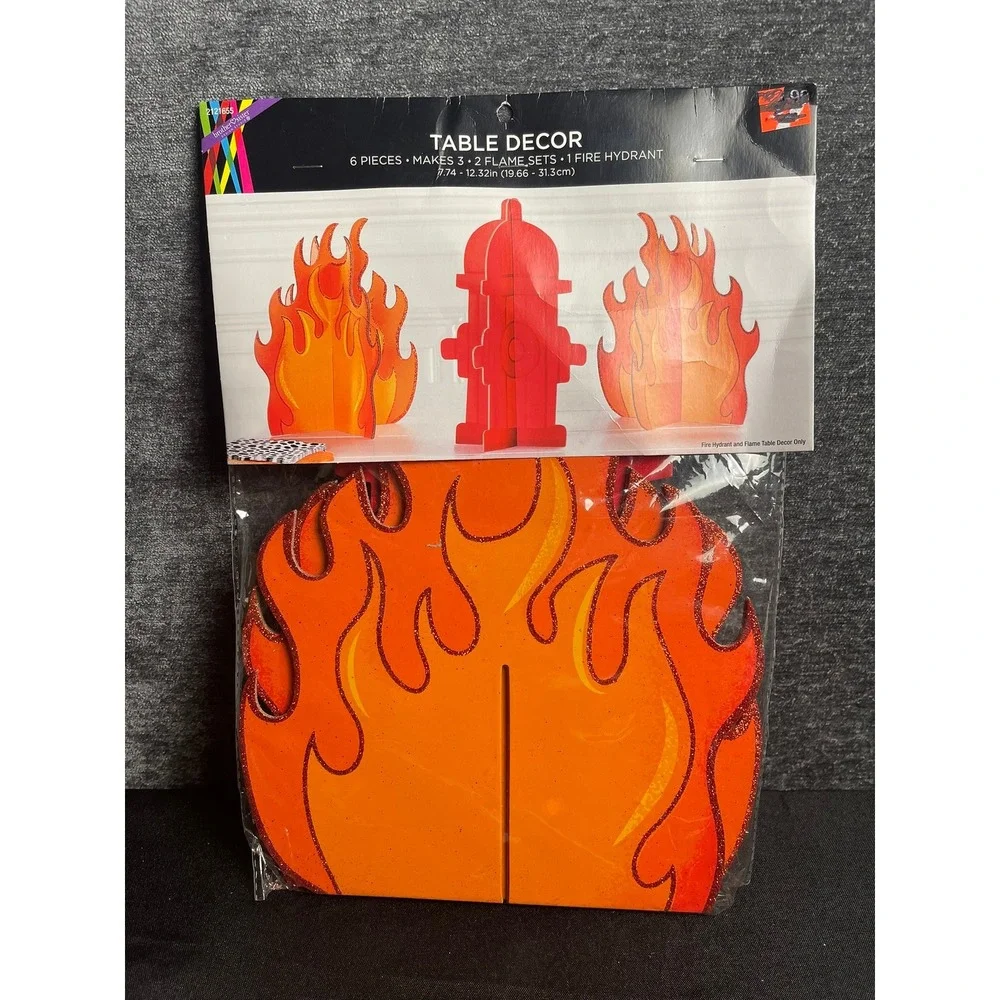 Brother Sister Design Studio Fire Hydrant and Flame 3D Table Decor 6 Piece Set