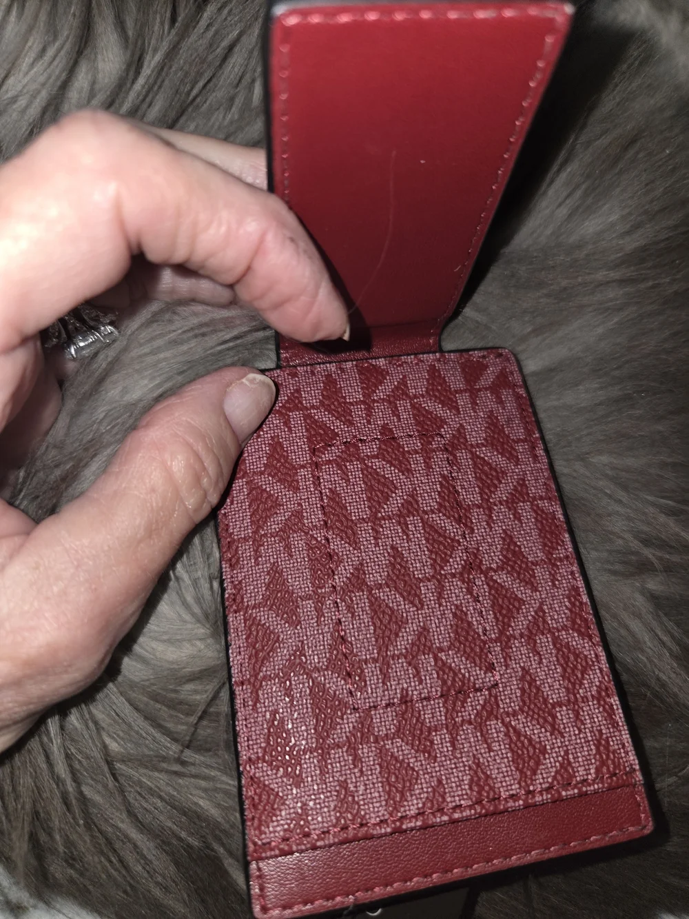 Michael Kors Red Signature MK Card Holder with Logo Accent