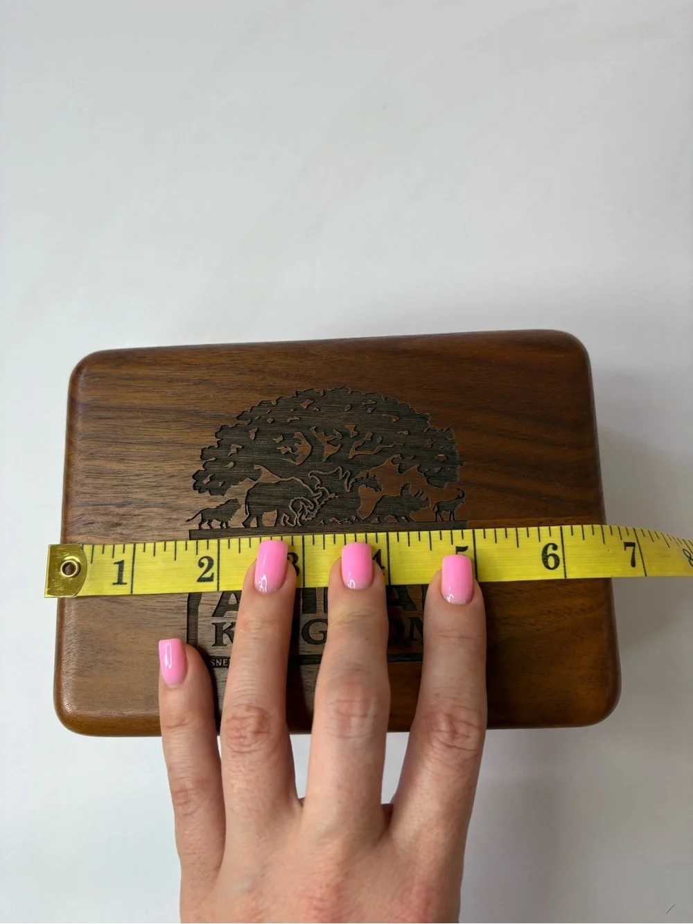 VNTG Disney Animal Kingdom Wooden Engraved Trinket Storage Keepsake Jewelry Box