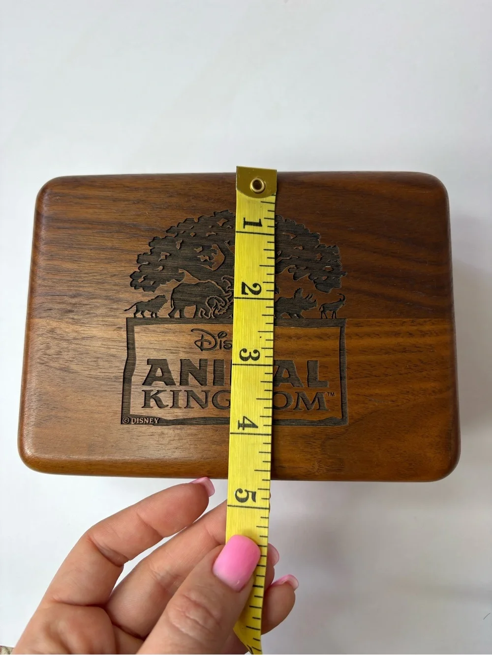 VNTG Disney Animal Kingdom Wooden Engraved Trinket Storage Keepsake Jewelry Box