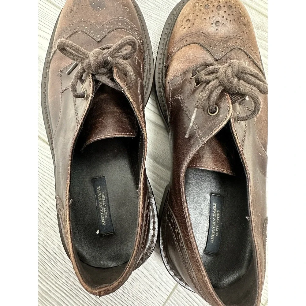 American Eagle Outfitters Vintage Men's Oxford Wingtips Size 7 Leather‎ Preppy