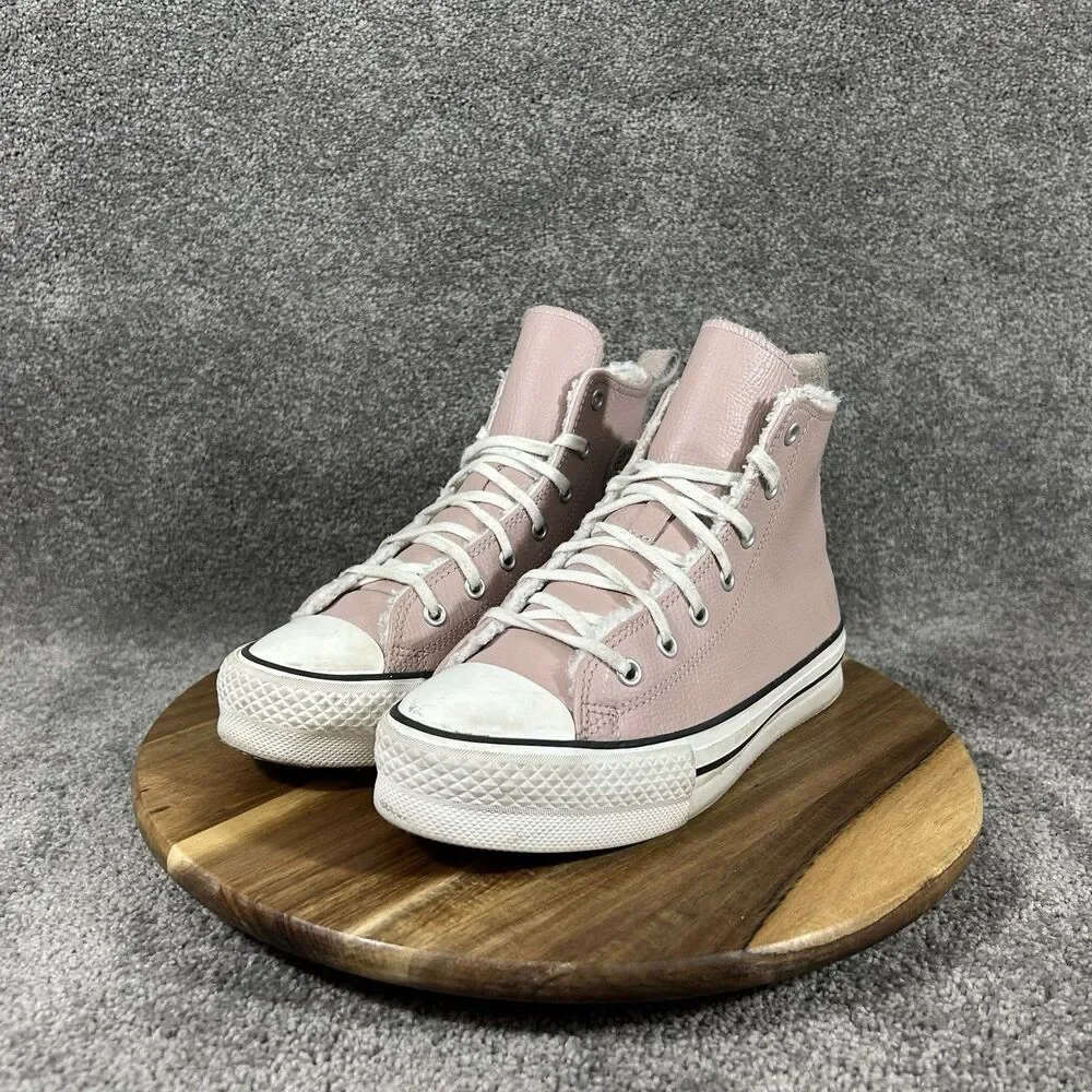 Converse CTAS Eva Lift Hi A01509C Girls Sz 5 Stone Mauve White Sherpa Shoes Used