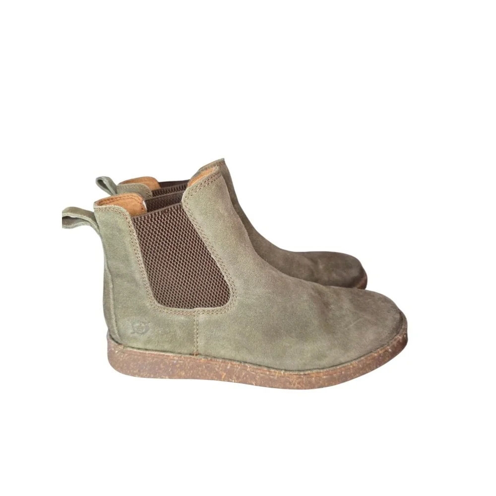 Born Brody Chelsea Boots Mens Olive Green Suede Slip On Ankle Boot 9M