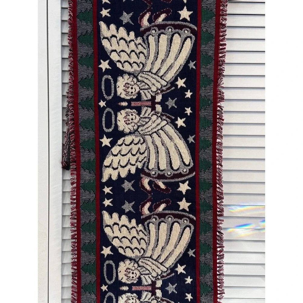 Vintage Angel Christmas Tapestry Table Runner‎ 90s Blanket