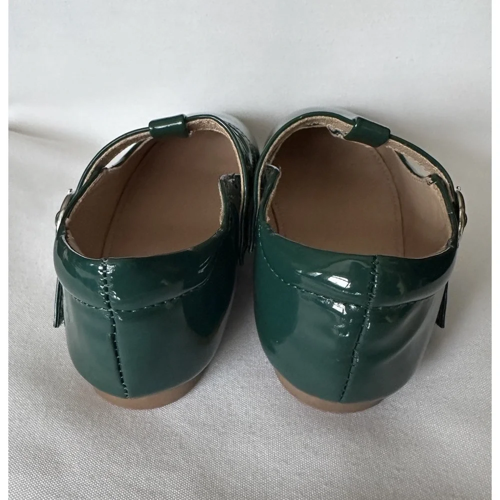 thee‎ bron Dark Green Faux Patent Leather Mary Jane Style Shoes Girls 9 EUC