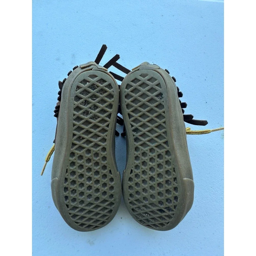 Vans Kids Unisex Brown Suede Leather SK8 Hi Fringe Moccasin Ankle Sneakers 12.5