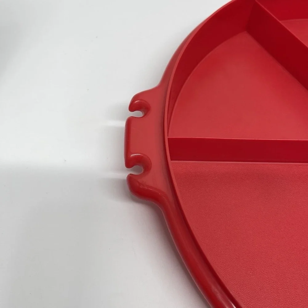 Tupperware 405 Red Divided Party Vegetable Relish Serving Tray & Lid No Handle