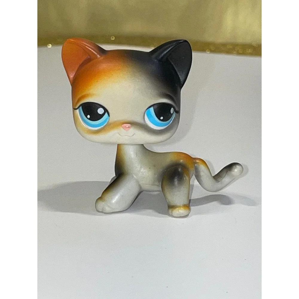 Littlest Pet Shop LPS Orange Black Calico Cat #106 Blue‎ Eyes Toy Hasbro