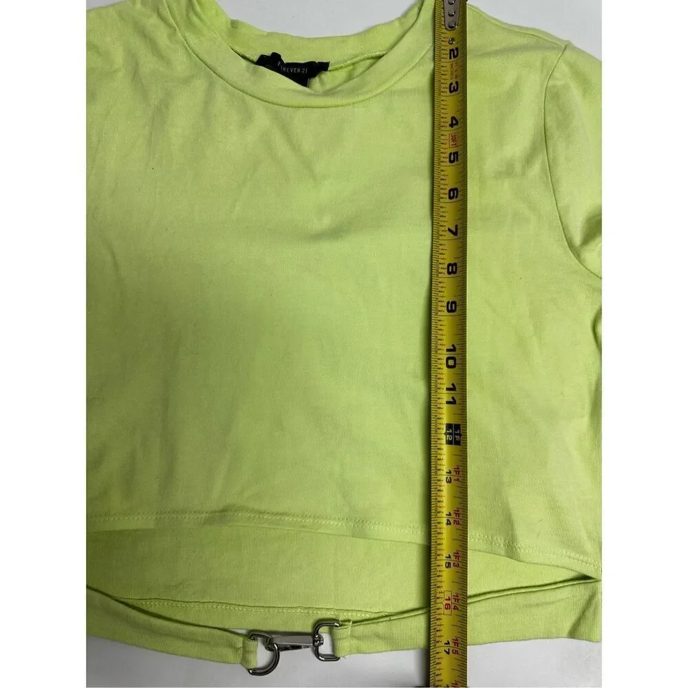 Forever 21 Women’s Solid Lime Green Short Sleeve Crew Neck Basic T-Shirt Size M
