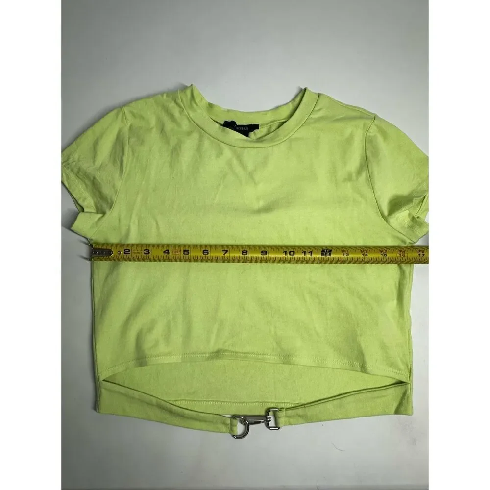 Forever 21 Women’s Solid Lime Green Short Sleeve Crew Neck Basic T-Shirt Size M
