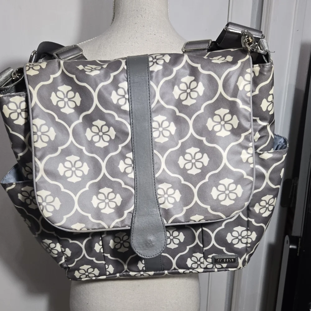 JJ Cole Backpack Diaper Bag, Gray Floret