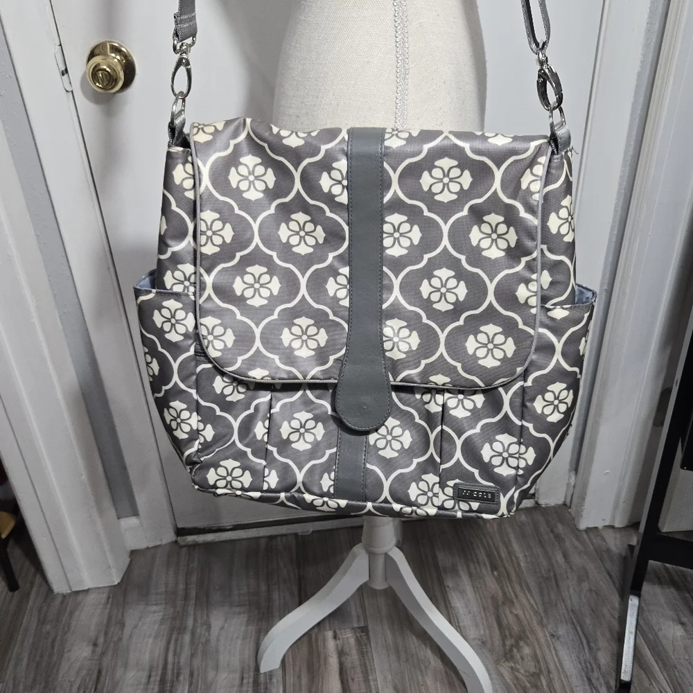 JJ Cole Backpack Diaper Bag, Gray Floret