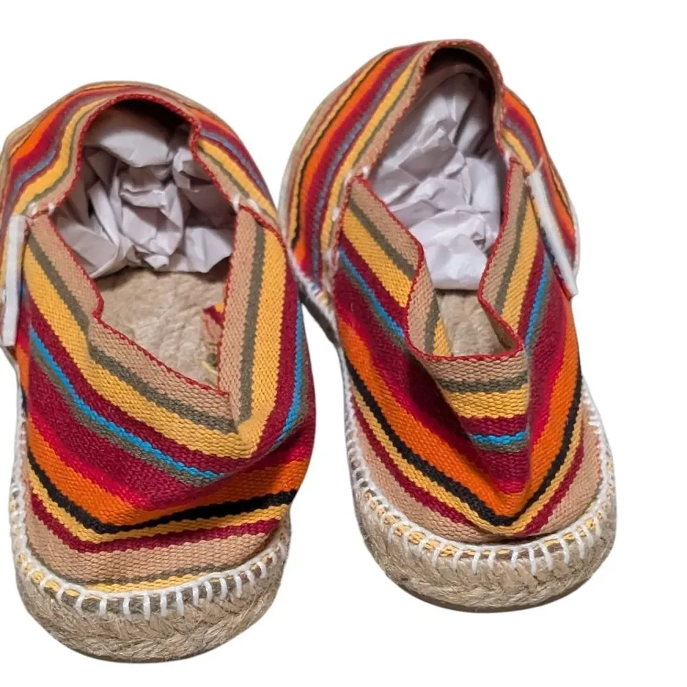 Alpargatus multi-color rainbow striped Espadrille cotton canvas Spain beachy 35