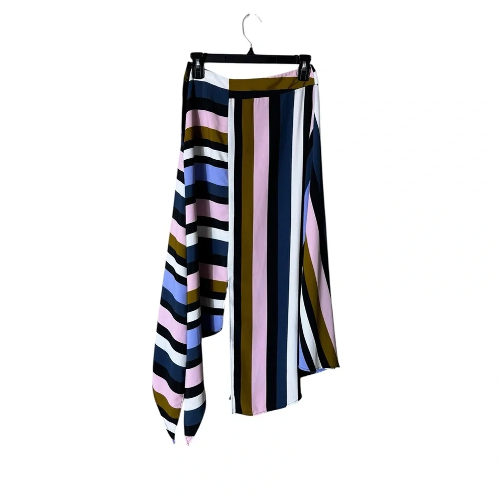 Top Shop Stripe Asymmetric Midi Skirt Size 2 Retro‎ Bohemian Whimsigoth Mod