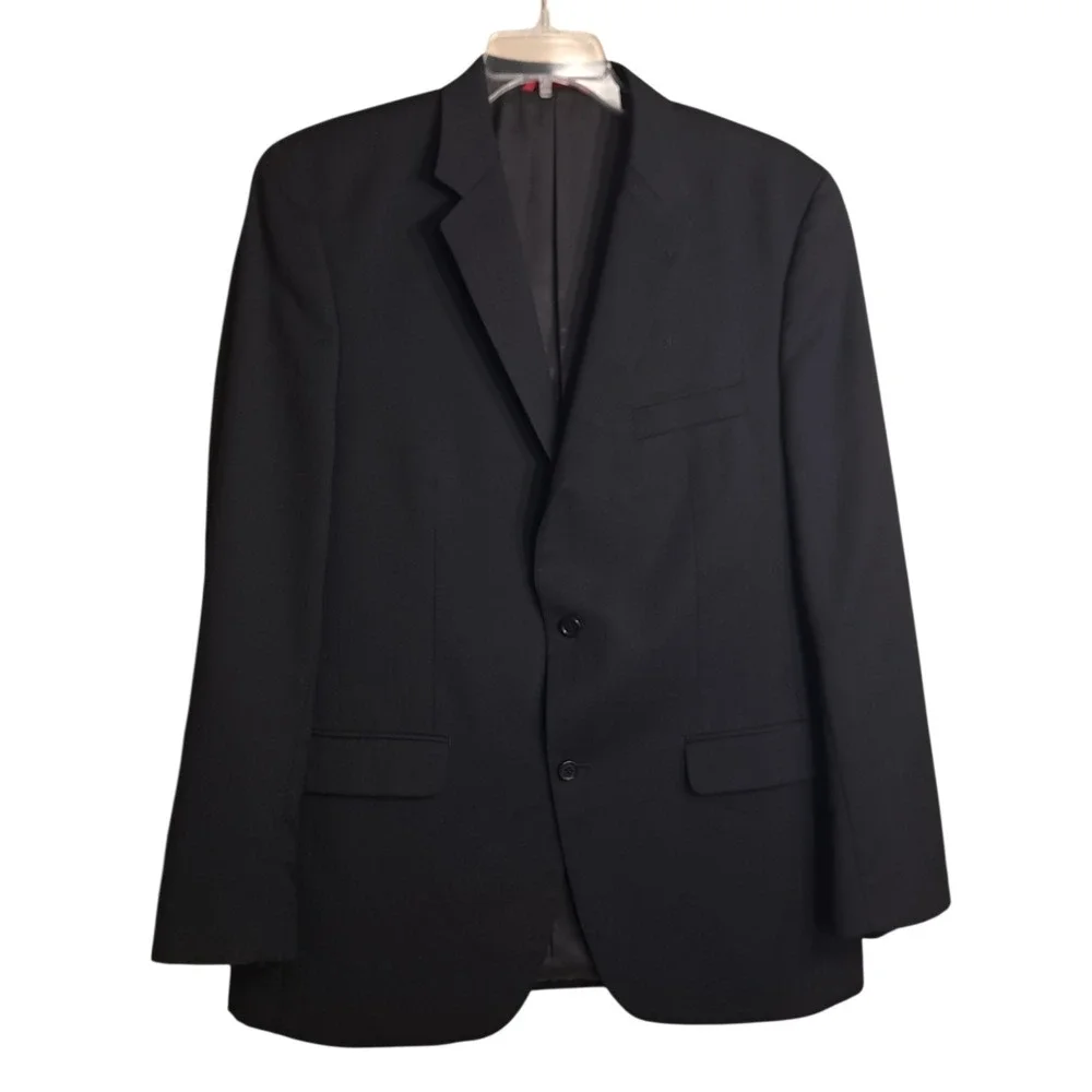 Alfani Men's Two Button Blazer Suit Jacket Black Size 44R 100%‎ Pure New Wool