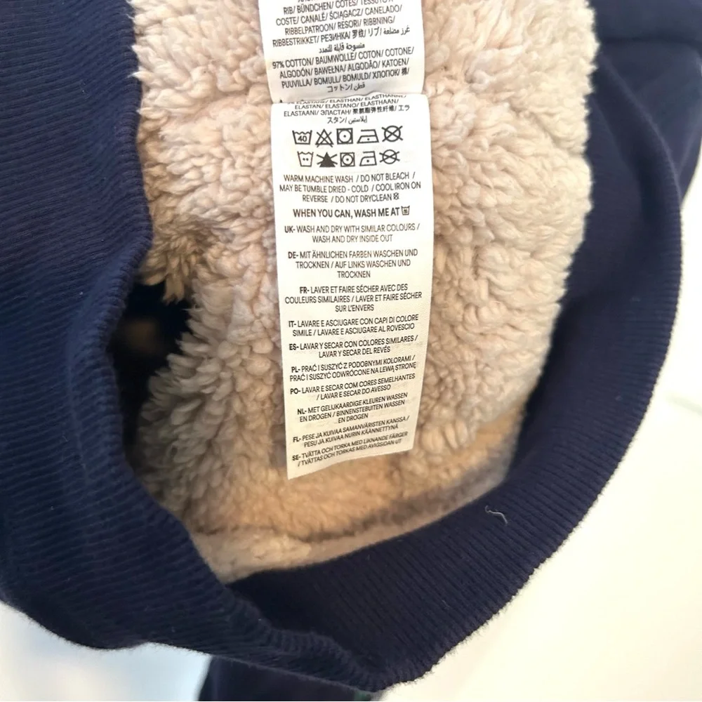 Mini Boden Kid's Navy Floral Embroidered Fleece‎ Lined Hoodie in Size 4-5Y