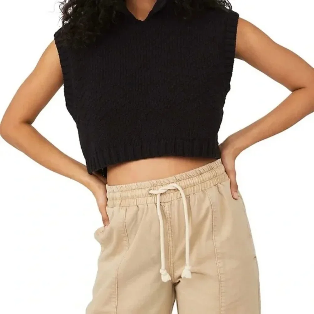 Free People Winding Road Collared Sweater Vest NWOT Size XS
