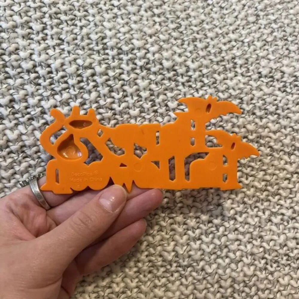 Vintage 3D Happy Halloween Black Cat Bats Halloween Cake Topper Hard‎ Plastic