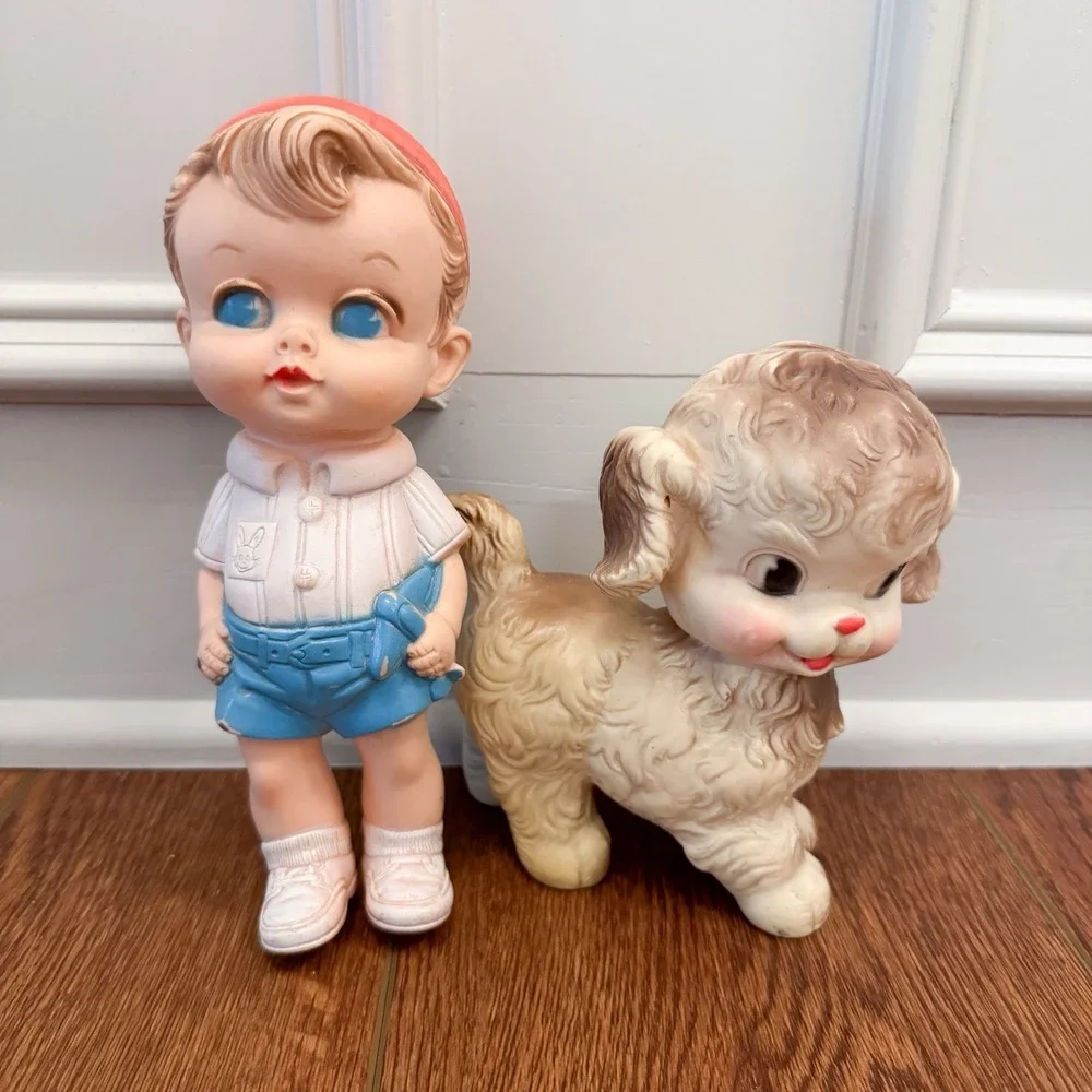 Edward Mobley 1956 Rubber Working Boy And‎ Sun Rubber Squeaky Dog Puppy Vintage