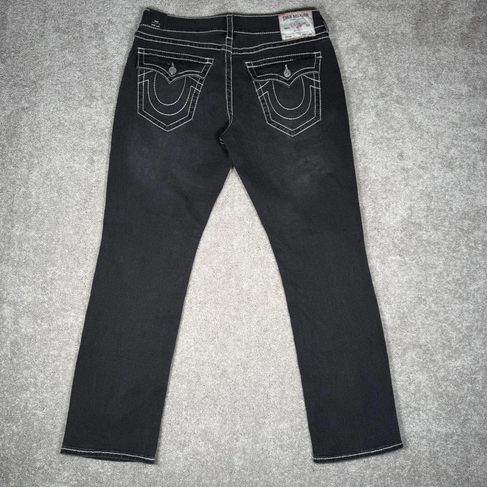NWT True Religion Ricky Big T Flap Straight Men's‎ 36x33 Jeans Grey Smoky Denim