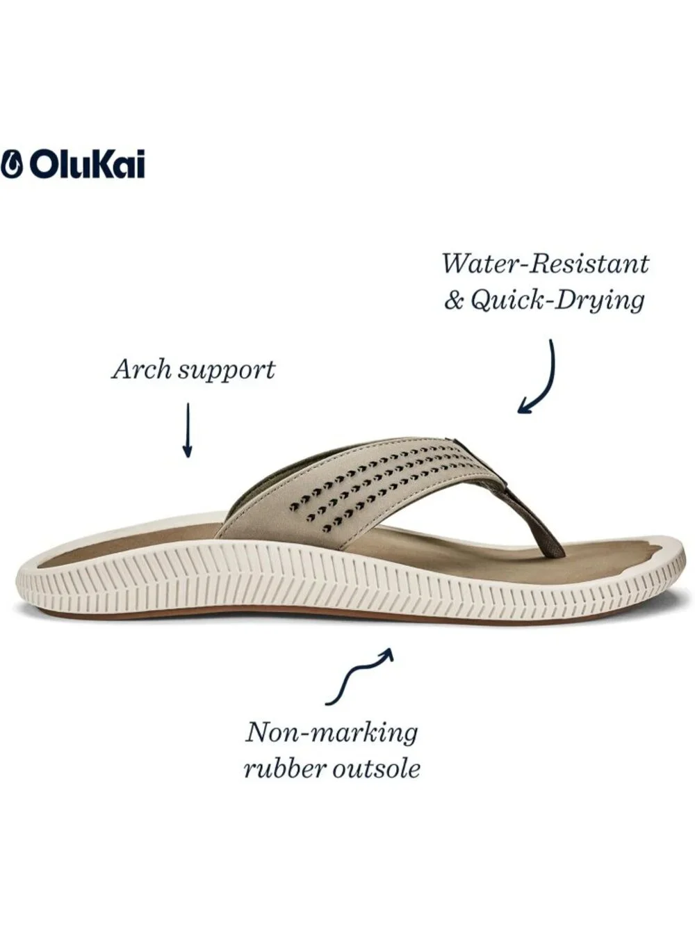 Men's Light Brown Synthetic Beach Sandals Water Resistant Flip Flops Comfort Fit