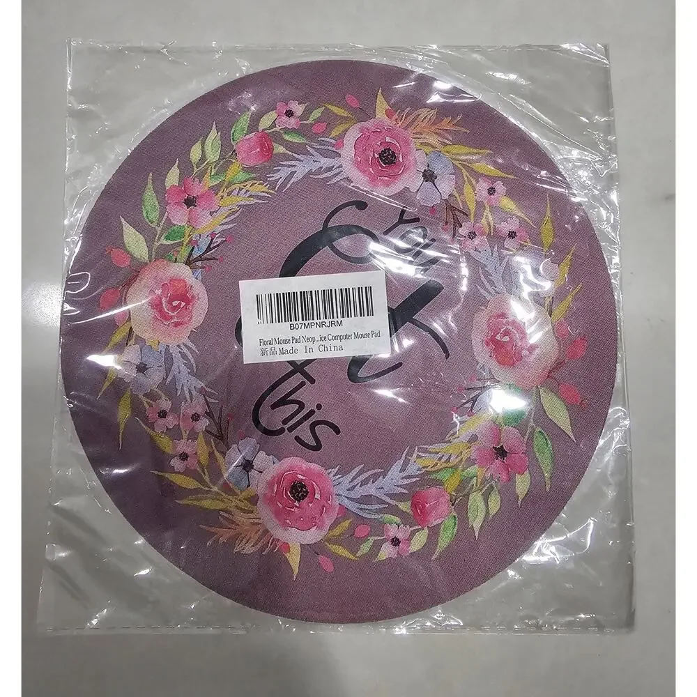 Round Floral Mouse Pad You Got This Inspirational Non Slip Computer Desk Mat