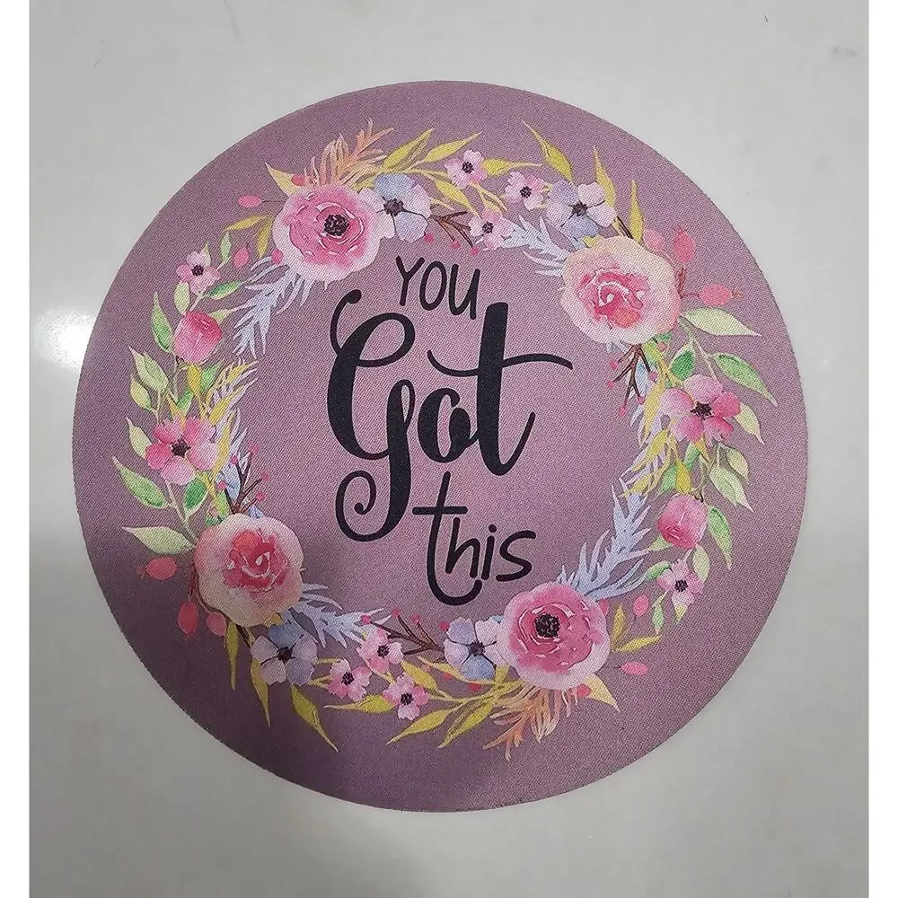 Round Floral Mouse Pad You Got This Inspirational Non Slip Computer Desk Mat