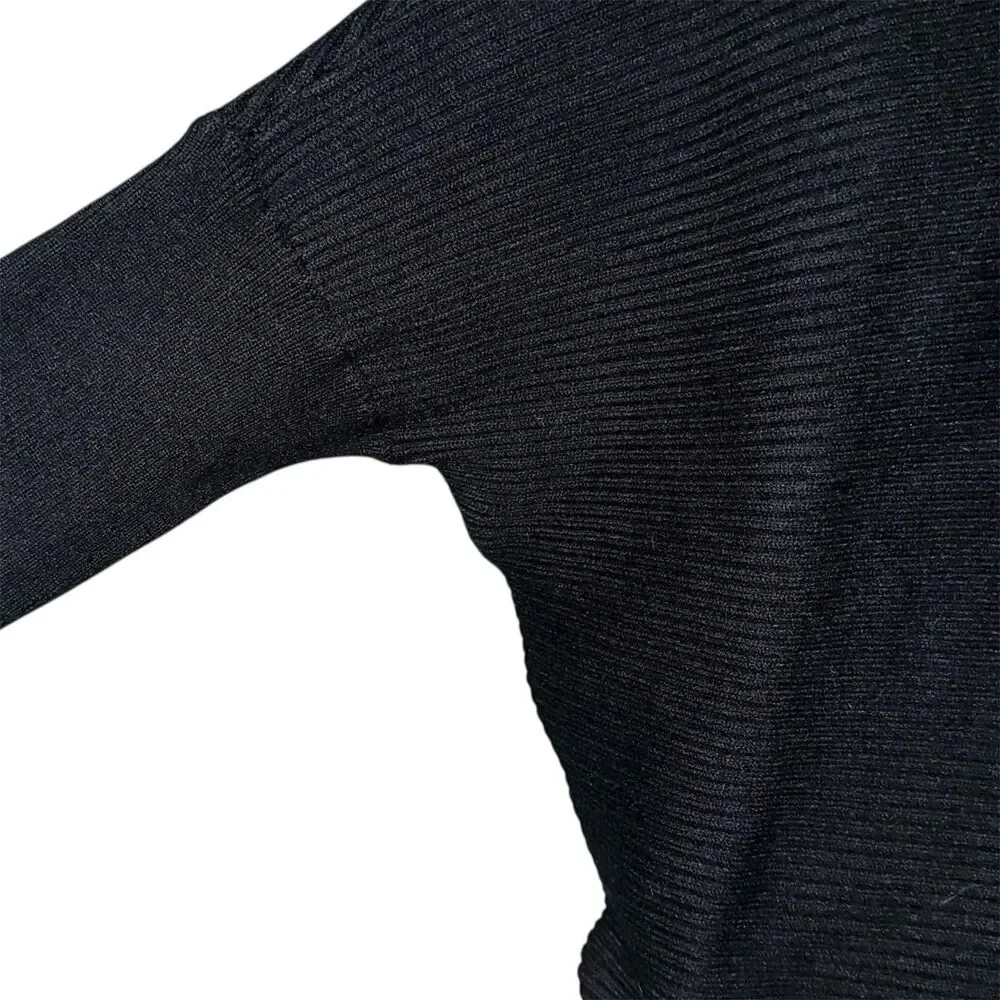 French Connection Black Ribbed Cowl Neck Sweater NWT Size M