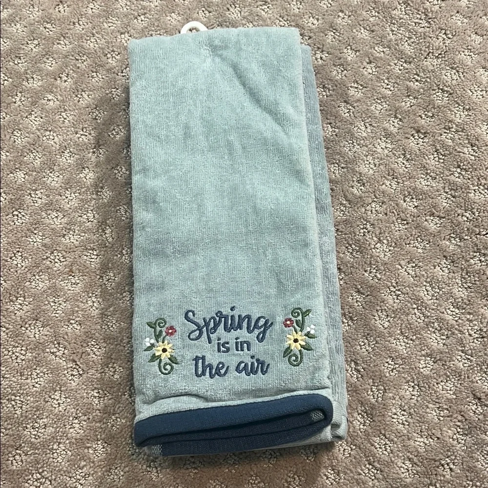 Embroidered Blue Kitchen Towel