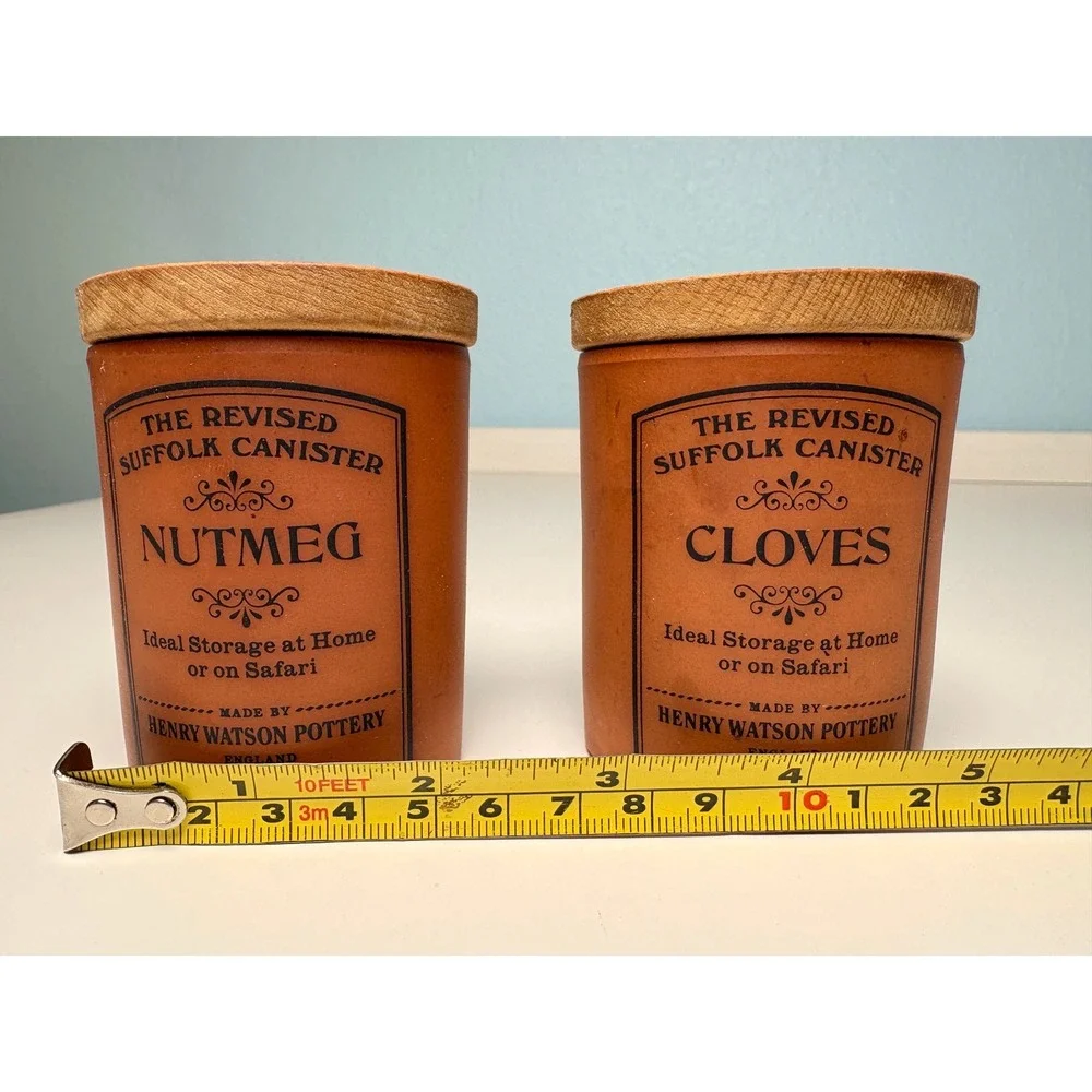 Henry Watson Pottery Spice Canister Set Small Terracotta Nutmeg Cloves Suffolk