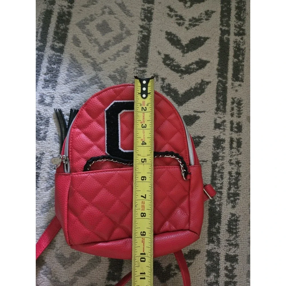 Justice Initial C Quilted Mini Backpack Ladybug‎ Red Chain detail Quilted