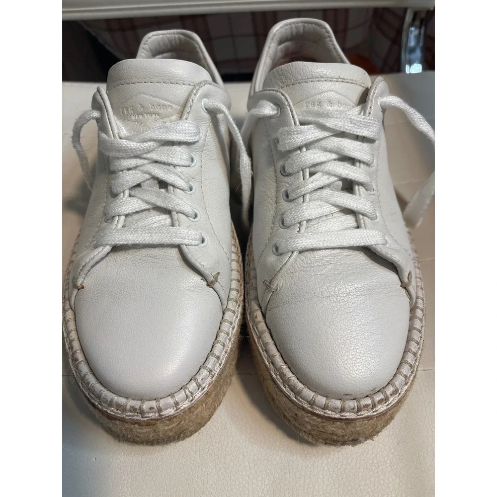 Rag & Bone Kent Leather Platform Espadrille Sneakers Size 36.5