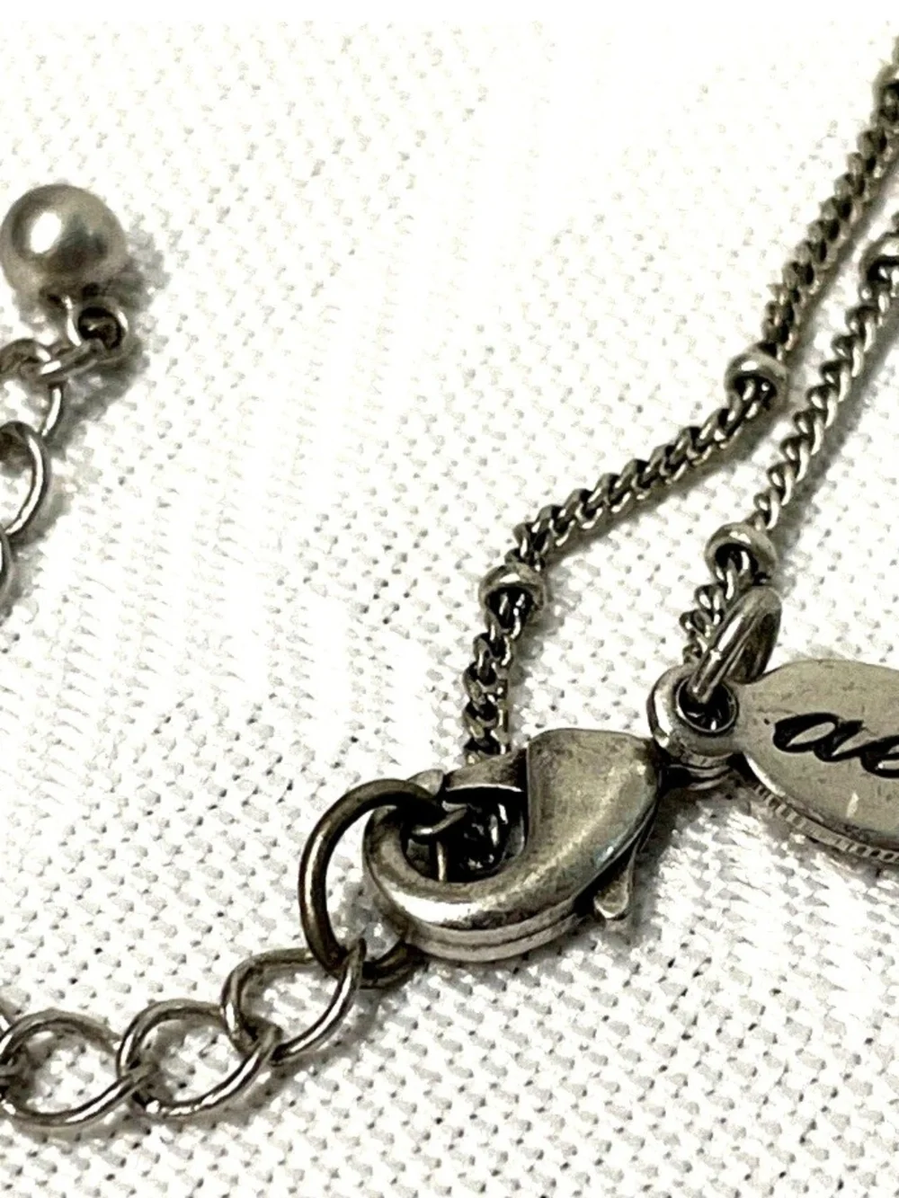 American Eagle Silver-Tone Necklace with Yellow Cameo Pendant Sell As It Is