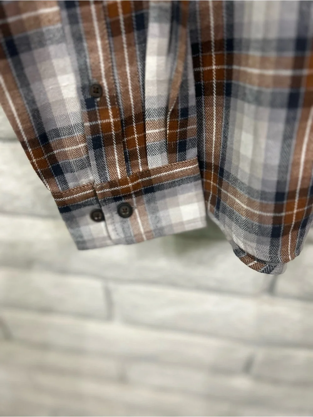 Men's Plaid Button-Down Shirt - Brown & Gray