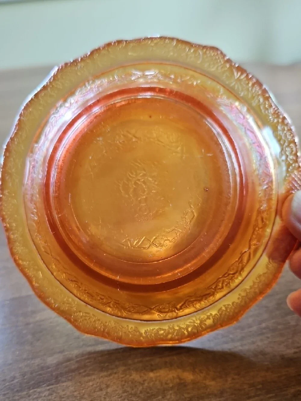 Normandie Federal Glass Iridescent Orange Bowl