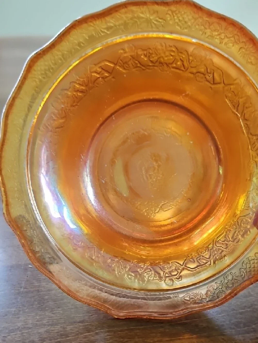 Normandie Federal Glass Iridescent Orange Bowl