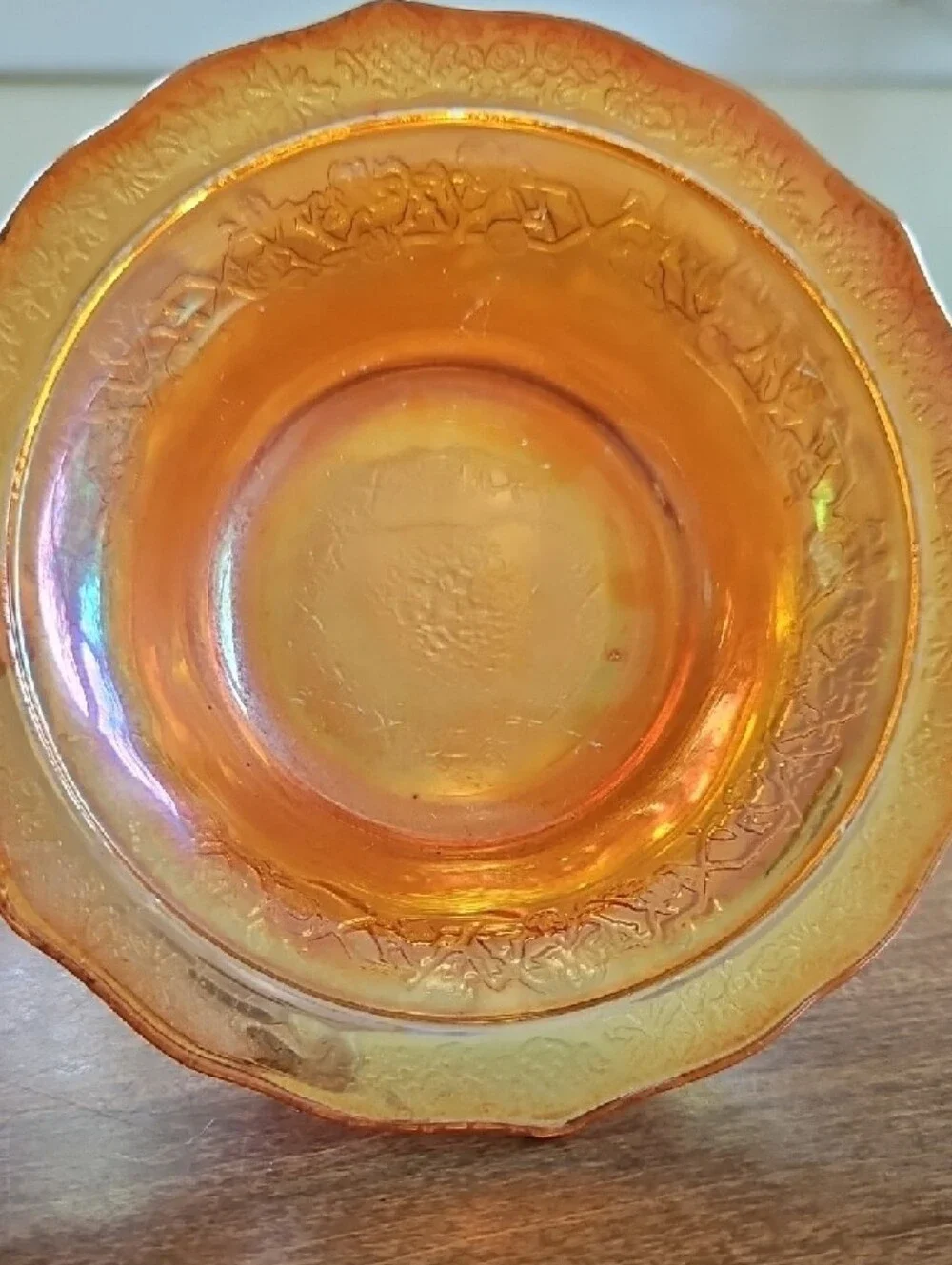 Normandie Federal Glass Iridescent Orange Bowl