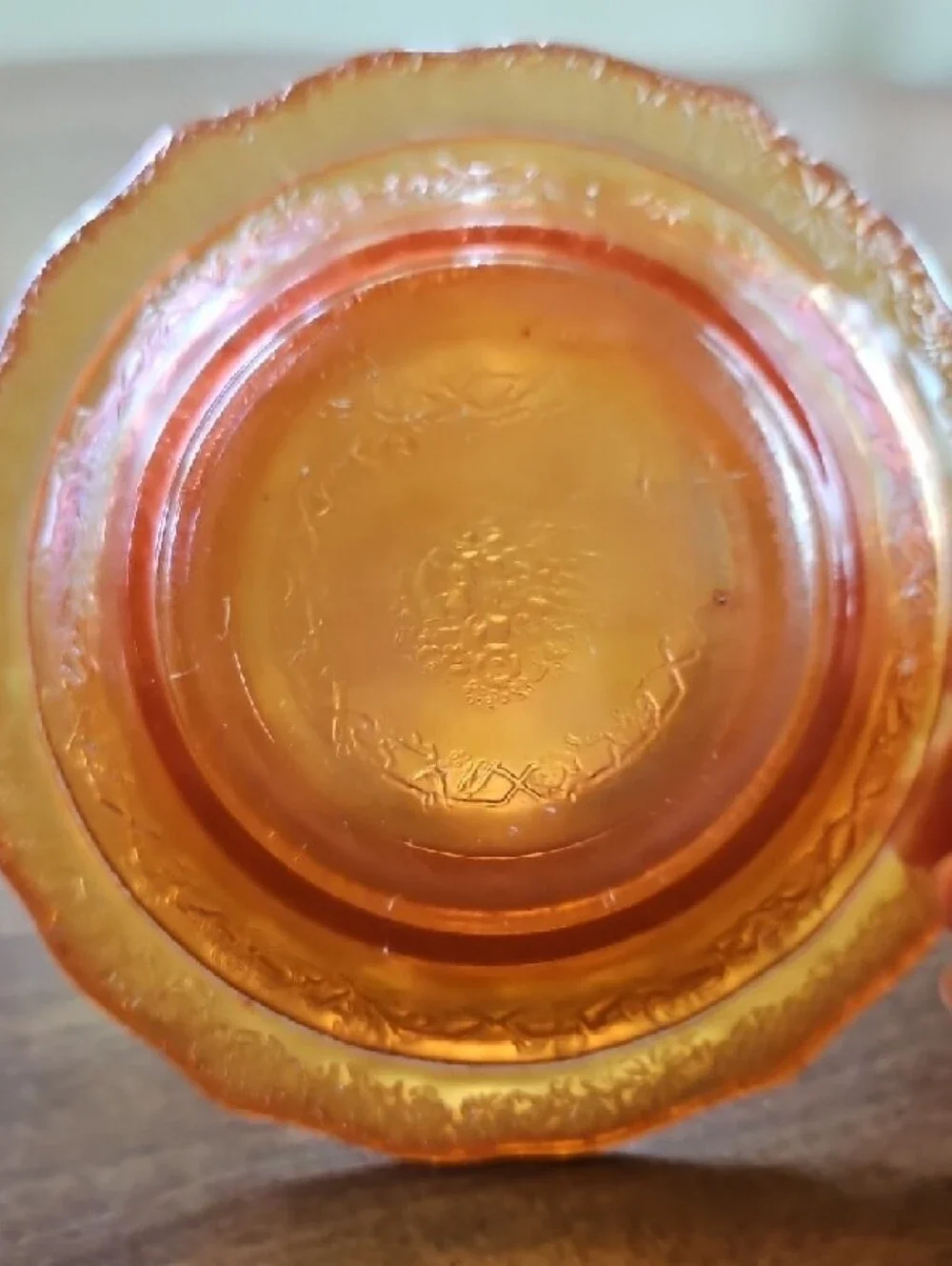 Normandie Federal Glass Iridescent Orange Bowl