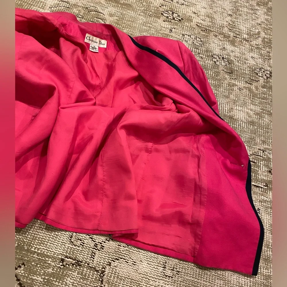 Christian Dior Vintage Blazer in Pink and Navy Size 14