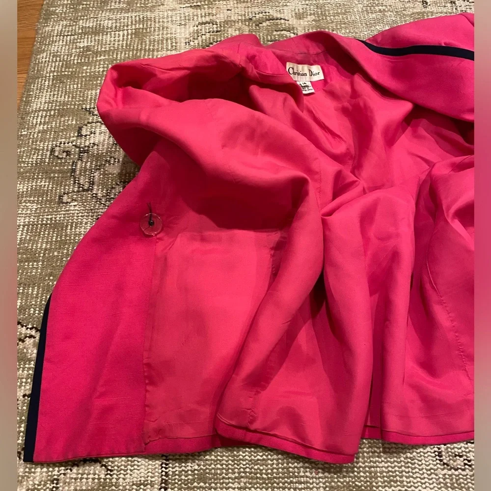 Christian Dior Vintage Blazer in Pink and Navy Size 14