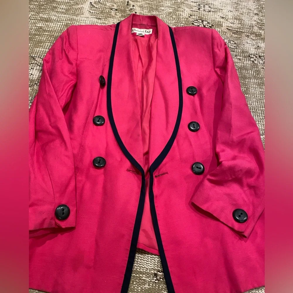 Christian Dior Vintage Blazer in Pink and Navy Size 14